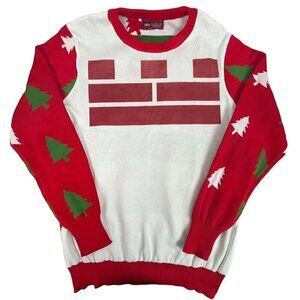 Ugly Mens Christmas Sweater Christmas Trees Red White and Green Medium